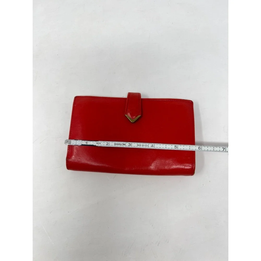 Vintage Rolfs Red Leather Wallet Coin Purse With Kiss Lock